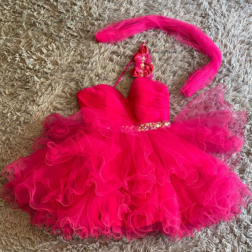 Vibrant One Shoulder Pink Dress